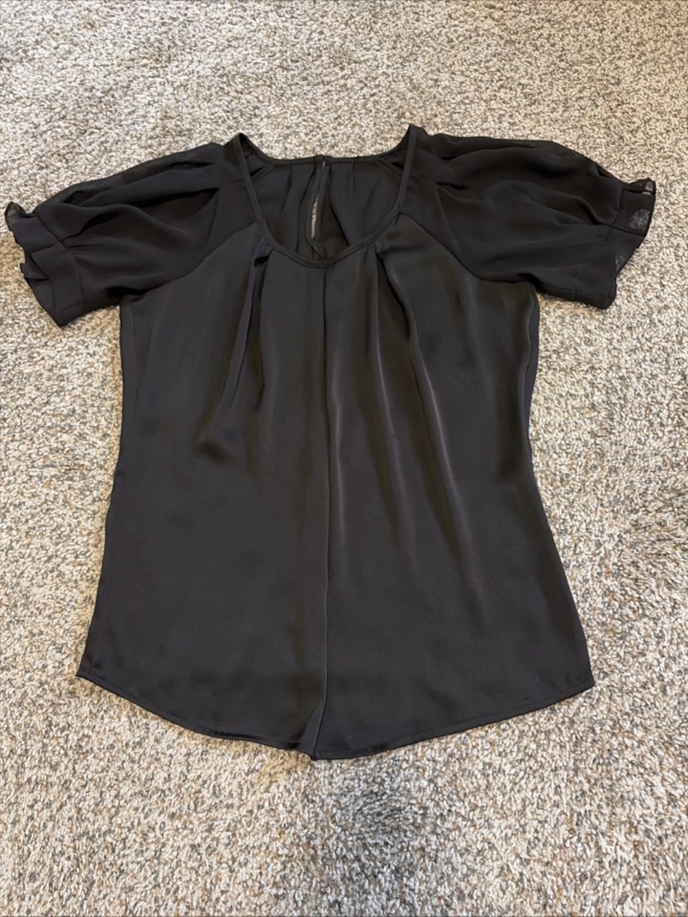 Express dressy see thru ruffled sleeves black blouse